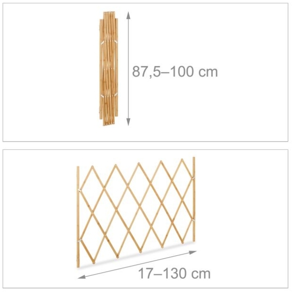 Relaxdays Hundeabsperrgitter, ausziehbar bis 130 cm, 87,5-100 cm hoch, Bambus, Hunde Schutzgitter, Treppe & Tür, Natur Bild 4