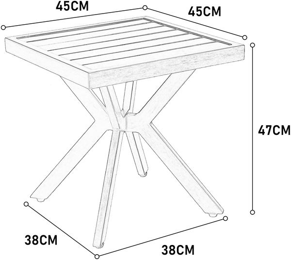 Beistelltisch Aluminium wetterfest 45 x 45 x 47 cm, Dunkelgrau Bild 5