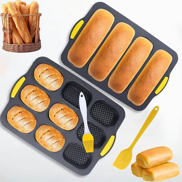 HEYHIPPO Brotbackform Backform Set für Baguette & Brot, 2 Silikonformen, Spülmaschinenfest, (2-tlg), Antihaft-Silikon,hitzebeständig,leicht zu reinigen,rutschfestem Griff