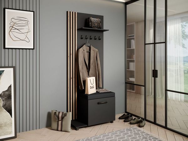 Beautysofa Garderobenschrank Garderobenschrank mit Aufhängern LIVIA (Mit eleganten Kleiderbügeln) mit Verschließbarer Schuhschrank