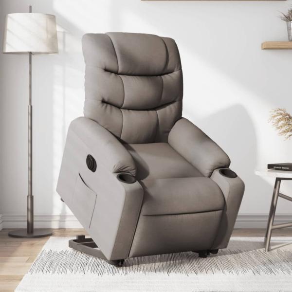 vidaXL Relaxsessel mit Aufstehhilfe Elektrisch Taupe Stoff 3206670