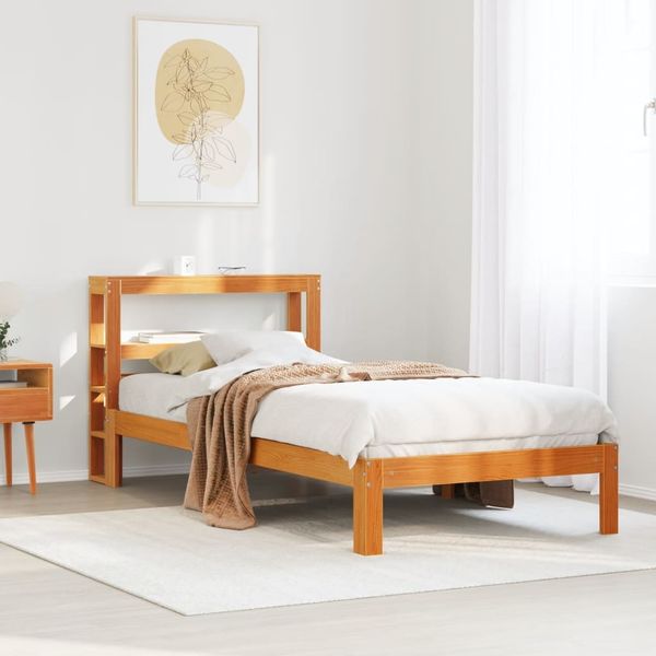 vidaXL Massivholzbett ohne Matratze Wachsbraun 75x190 cm Kiefernholz 3306057