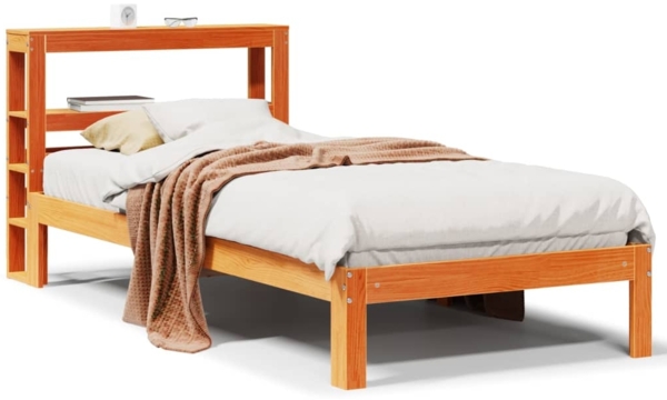 vidaXL Massivholzbett ohne Matratze Wachsbraun 75x190 cm Kiefernholz 3306057