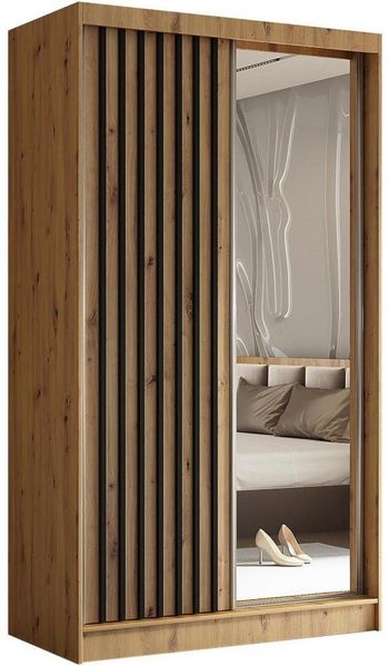 Beautysofa Kleiderschrank Helix (Garderobe mit Scharniertüren, mit Spiegel, schwarzes / weißes / graues / artisan) mit Lamellen