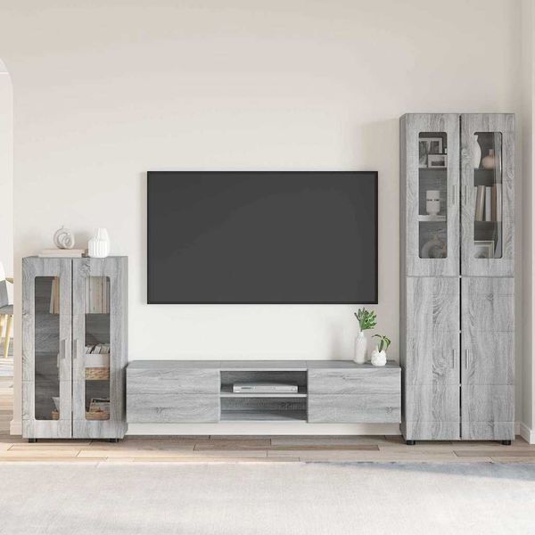 vidaXL TV-Schrankset mit Tür FLORIN 3 pcs Graues Sonoma Holzwerkstoff 3397980