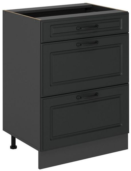 Küchenunterschrank R-Line Anthrazit Landhaus 60 cm mit Schubladen, ohne Arbeitsplatte Vicco