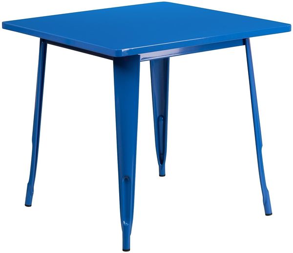 Flash Furniture Felix Gartentisch für drinnen und draußen, quadratisch, 80 cm, Blau