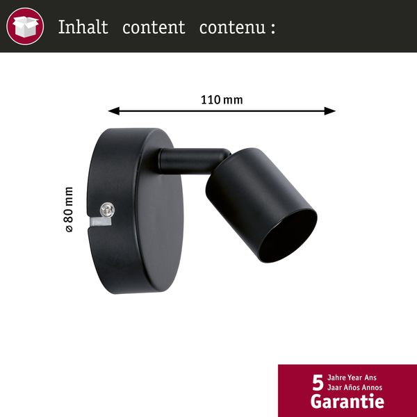 Paulmann 66755 Strahler Carolina 1-flammig max. 1x10W GU10 Schwarz matt ohne Leuchtmittel Bild 2