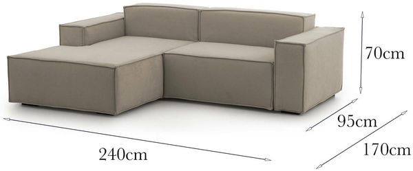 Dmora Sofa mit Halbinsel Assurte, modulares Sofa mit linker Chaiselongue, modernes Stoffsofa, 100 % Made in Italy, 240 x 170 x 70 cm, Taupe Bild 3