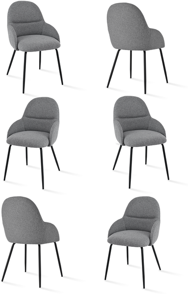 GOEURVANT 1438 Esszimmerstühle 6er-Set, Webstoff - Taubengrau