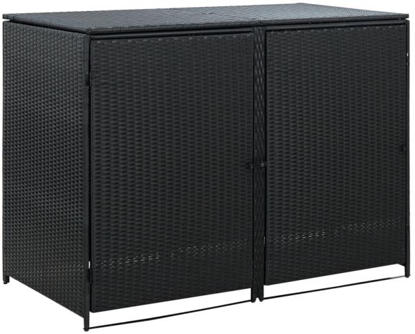 vidaXL Mülltonnenbox für 2 Tonnen Poly Rattan Schwarz 148x80x111 cm 43887