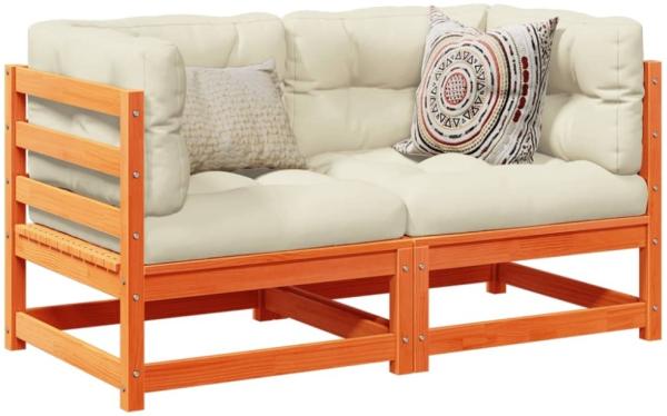 vidaXL 2-tlg. Garten-Sofagarnitur Wachsbraun Massivholz Kiefer 3295811