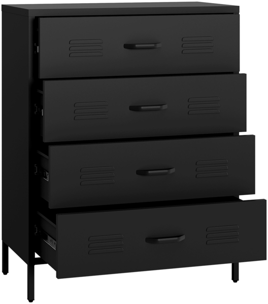 skølm 'Atria' Metallkommode, schwarz, 100x40x80 cm, Metallschrank mit 4 Schubladen Bild 2