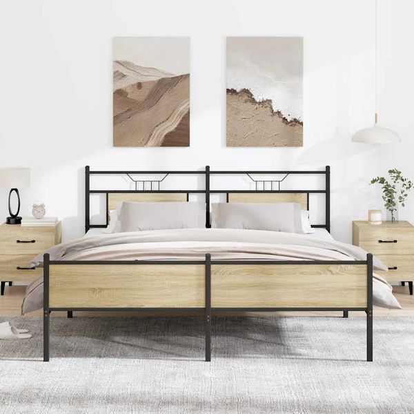 vidaXL Metallbett ohne Matratze Sonoma-Eiche 180x200 cm 3325125