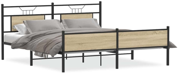 vidaXL Metallbett ohne Matratze Sonoma-Eiche 180x200 cm 3325125