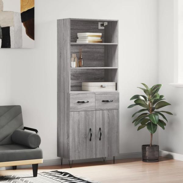 vidaXL Highboard Grau Sonoma 69,5x34x180 cm Holzwerkstoff 3200551