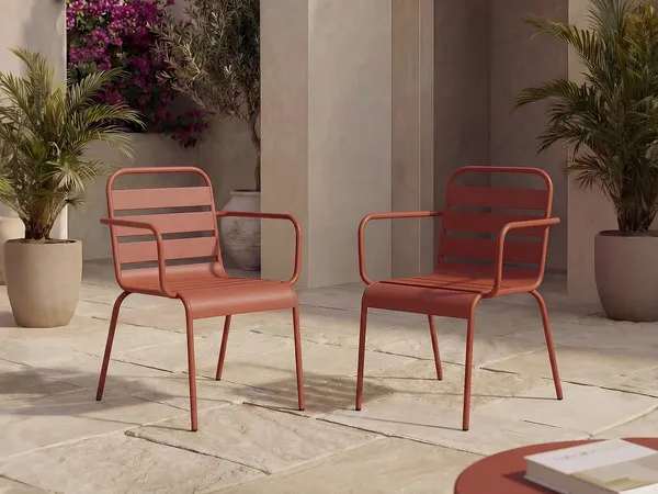 Vente-unique - MIRMANDE Garden dining set Metall Rot - B 59 cm x H 79 cm x L 56 cm