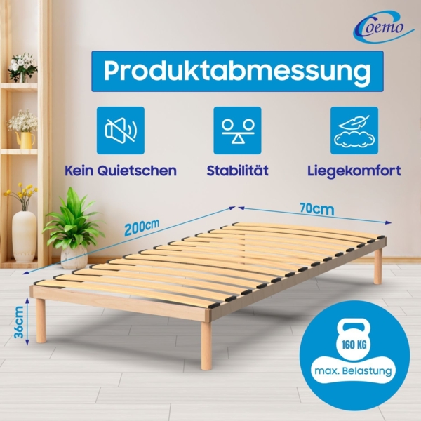Bettgestell mit Lattenrost 'PYXIS' 70×200 cm, Massivholz Buche Bild 5