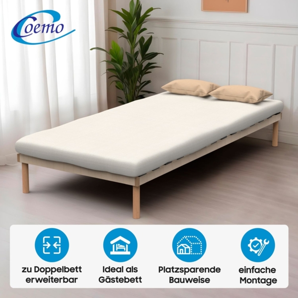 Bettgestell mit Lattenrost 'PYXIS' 70×200 cm, Massivholz Buche Bild 3