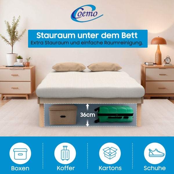 Bettgestell mit Lattenrost 'PYXIS' 70×200 cm, Massivholz Buche Bild 4