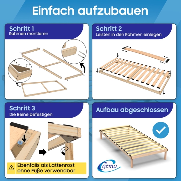 Bettgestell mit Lattenrost 'PYXIS' 70×200 cm, Massivholz Buche Bild 6