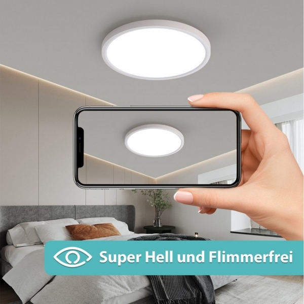 JDONG LED Deckenleuchte 24W/36W/54W/72W Weiße Deckenlampe Rund, LED LAMP, 3000k Warmweiß /4000k Natürliches, Lampen für Schlafzimmer Flur Küche Balkon Keller Büro Flur Bild 3