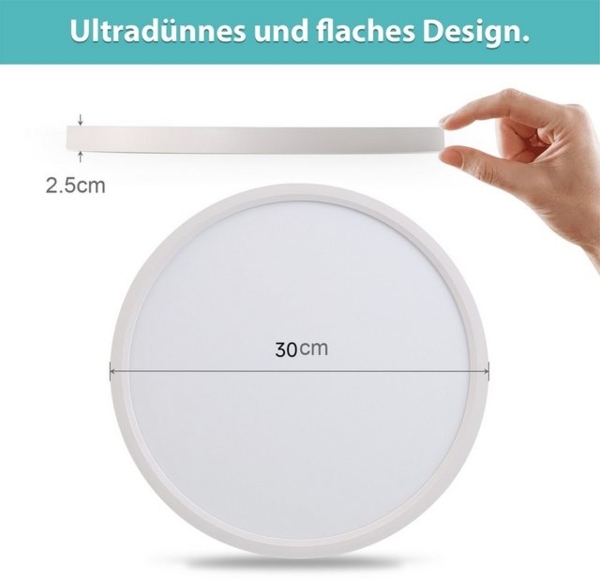 JDONG LED Deckenleuchte 24W/36W/54W/72W Weiße Deckenlampe Rund, LED LAMP, 3000k Warmweiß /4000k Natürliches, Lampen für Schlafzimmer Flur Küche Balkon Keller Büro Flur Bild 4