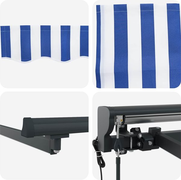 vidaXL Elektrische ausziehbare Markise Blau, Weiß, Anthrazit 4 x 3 m 3421579 Bild 9