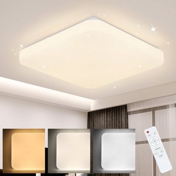 ZMH LED Deckenleuchte 37W Sternenhimmel Schlafzimmerlampe mit Fernbedienung, LED fest integriert, 3000-6000k