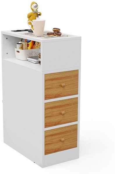 JEOBEST Nachttisch Nachttische mit 4 Etagen Stauraum, (1-St)Schmaler Beistelltisch,für Schlafzimmer,Wohnzimmer,Moderner Stil