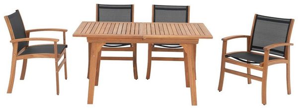 JOIVI Garten-Essgruppe Gartengarnitur mit 4 Stühle, (Akazienholz Esstisch-Set für 3–4 Personen, Ausziehbarer Gartentisch mit Stühlen), für Garten & Terrasse,Schwarz