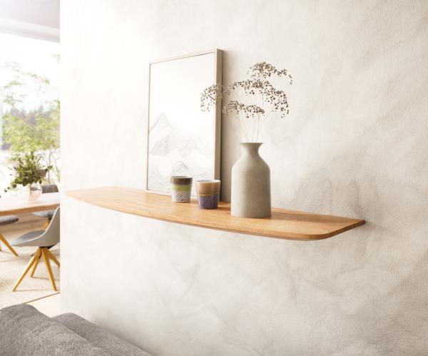 Wandregal Edge 100 cm Akazie Natur Schweizer Kante Massiv