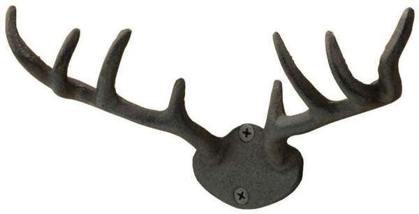 Macosa Home Wandhaken Haken Geweih Vintage Retro Antik Hirsch Metall 10x22 cm, Wand, rostig Garderobenhaken Kleiderhaken Handtuchhaken Metallhaken