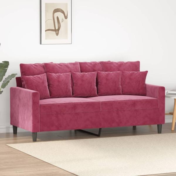 vidaXL 2-Sitzer-Sofa Weinrot 140 cm Samt 359307