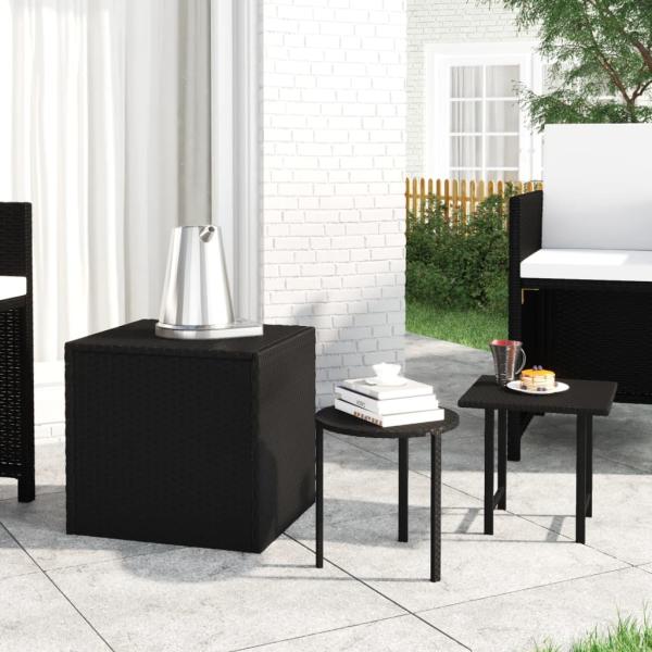 vidaXL Garten-Beistelltische 3 Stk. Schwarz Poly Rattan 3324831
