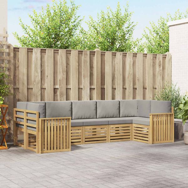 vidaXL Outdoor-Sofagarnitur 7 pcs Weiß und Hellgrau 3392431