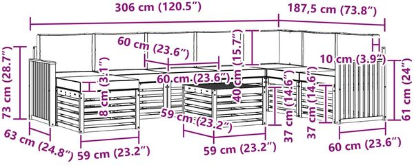 vidaXL Sofagarnituren Massivholz Akazie 3392350 Bild 8