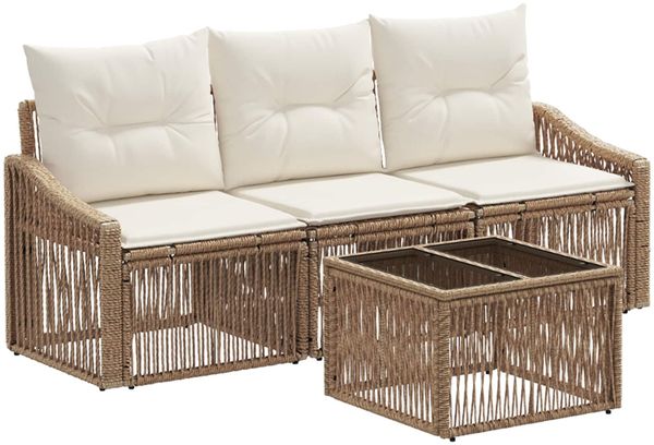 vidaXL Gartensofa-set 4 pcs Beige Poly-Rattan 3435927