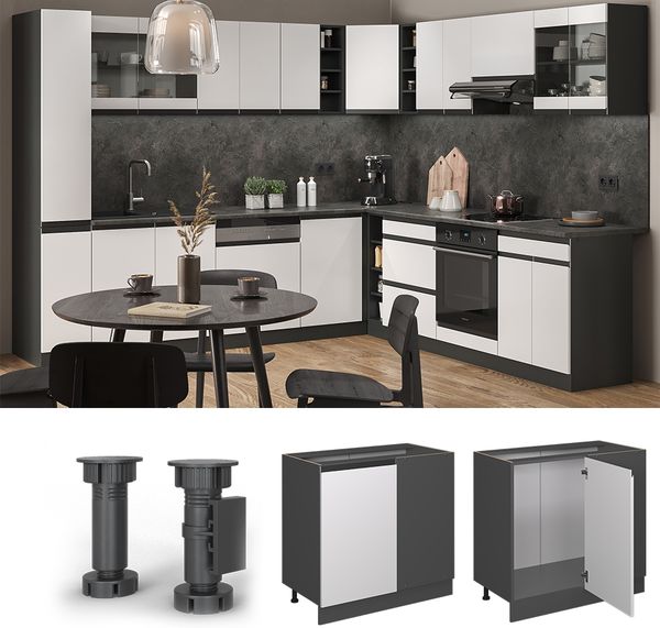 Eckunterschrank R-Line Weiß 86 cm J-Shape, AP Eiche Vicco Bild 2
