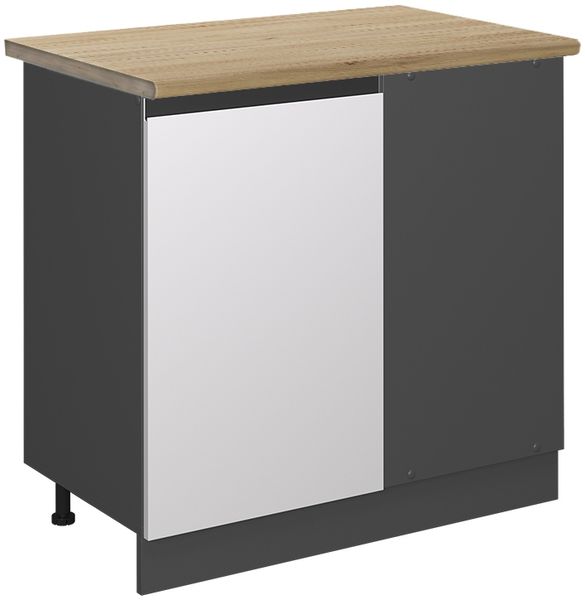 Eckunterschrank R-Line Weiß 86 cm J-Shape, AP Eiche Vicco