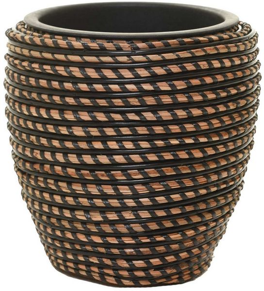 VIVANNO Blumentopf Rattan MASTELLO Rund - Umbra Geflochten (1 St), 24x24 cm