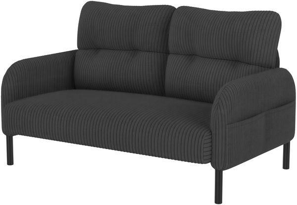 2-Sitzer-Sofa 120 x 75 x 79 cm mit Seitentasche – Cordbezug in Grau und Metallfüßen Bild 10
