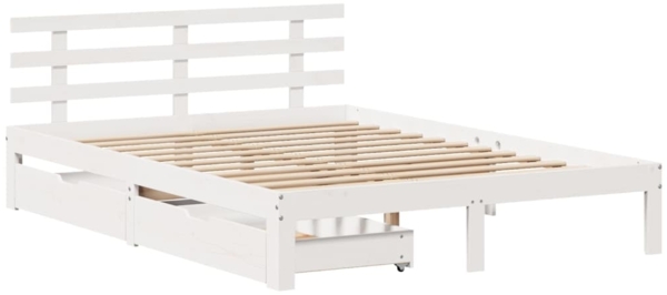 vidaXL Massivholzbett mit Schubladen Weiß 135x190 cm Kiefer 3302001 Bild 2