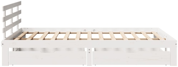vidaXL Massivholzbett mit Schubladen Weiß 135x190 cm Kiefer 3302001 Bild 4