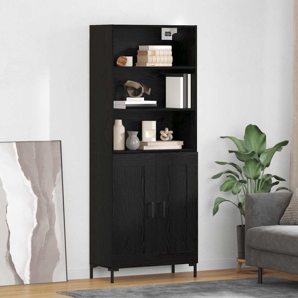 vidaXL Highboard Schwarz Eichen-Optik 69,5 x 34 x 180 cm Holzwerkstoff 3416095
