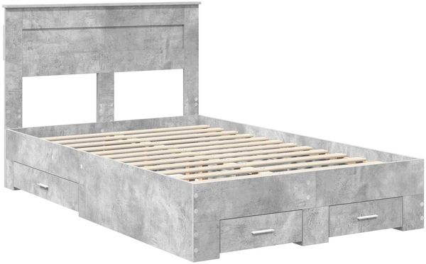 vidaXL Bettrahmen mit Kopfteil Beton Grau 120 x 200 cm Holzwerkstoff 3410014 Bild 4