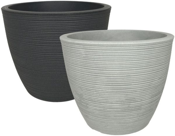 Heimwerkercenter Pflanzkübel MePla Blumentopf Pflanzkübel Milano ø33 cm, Grau, frostfester Kunstoff