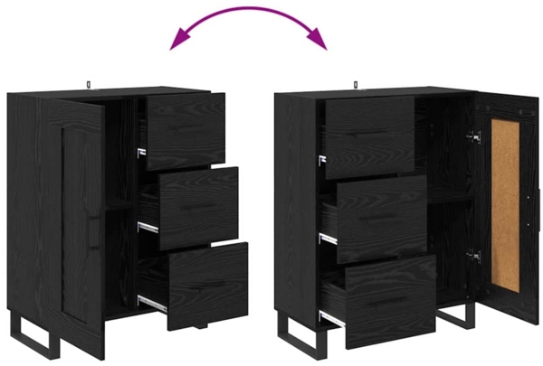 vidaXL Sideboard mit Schubladen Schwarz Eichen-Optik 69,5 x 34 x 90 cm 881647 Bild 9