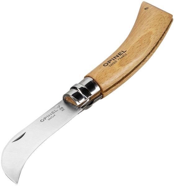 Opinel N°08 - Taschenmesser mit Holzgriff - Buchenholz lackiert - 8 cm - gelb-pink, kleine schwarze Striche