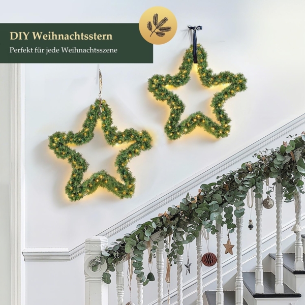 SALCAR Premium Weihnachtsstern 55 cm aus PVC mit 240 Zweigen & warmweißem LED Lichterkette – Festliche Weihnachtsdeko für Tür, Kamin, Balkon oder Garten, batteriebetrieben Bild 2